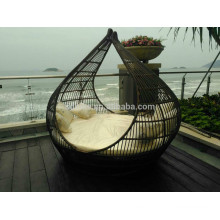 Outdoor rattan suspensão cadeira / swing cadeira / oval espreguiçadeira com dossel